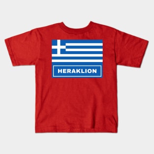 Heraklion City with Greek Flag Kids T-Shirt